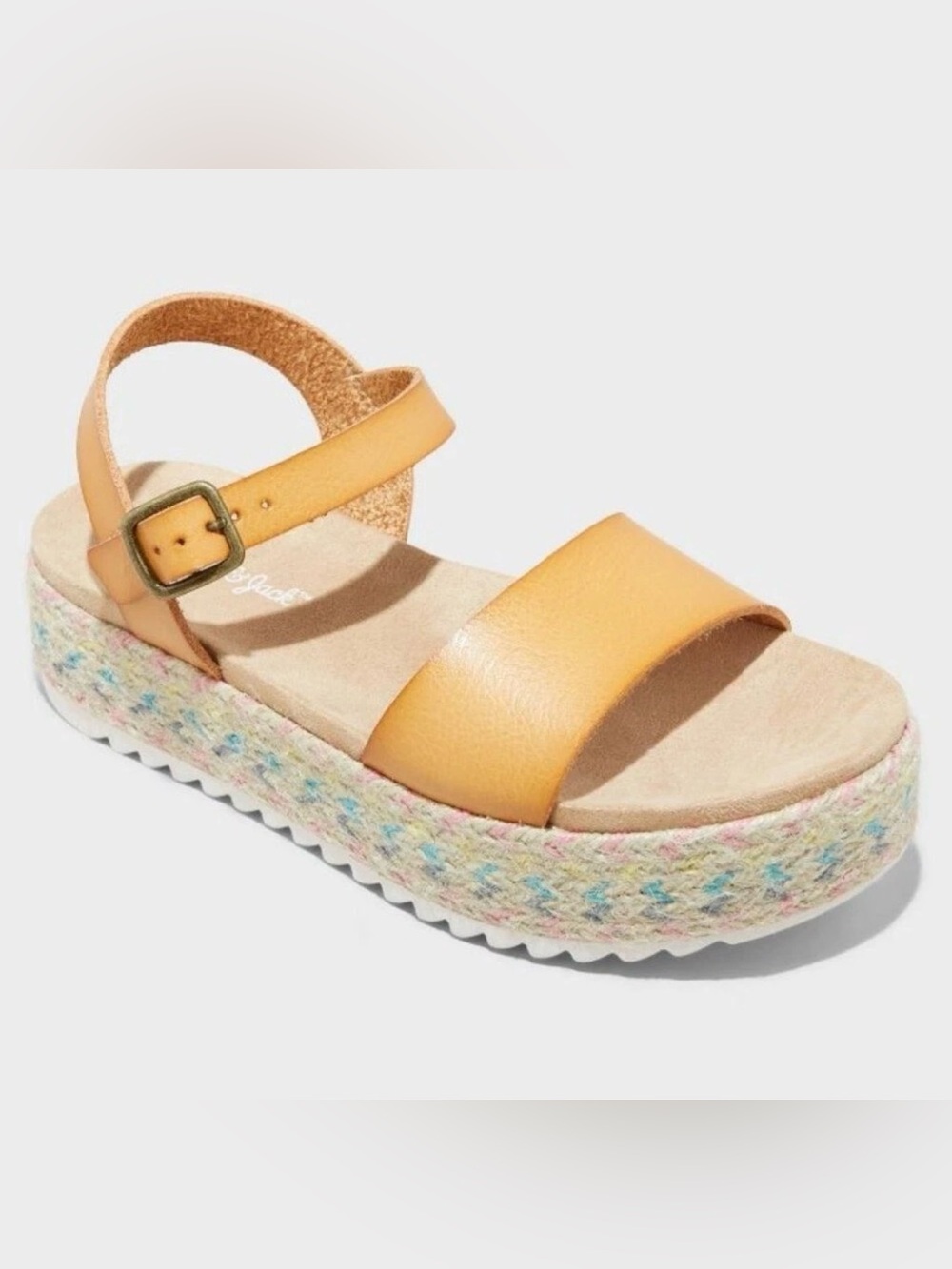 Cat & Jack Yellow Platform Sandals with Multicolor Braided Sole